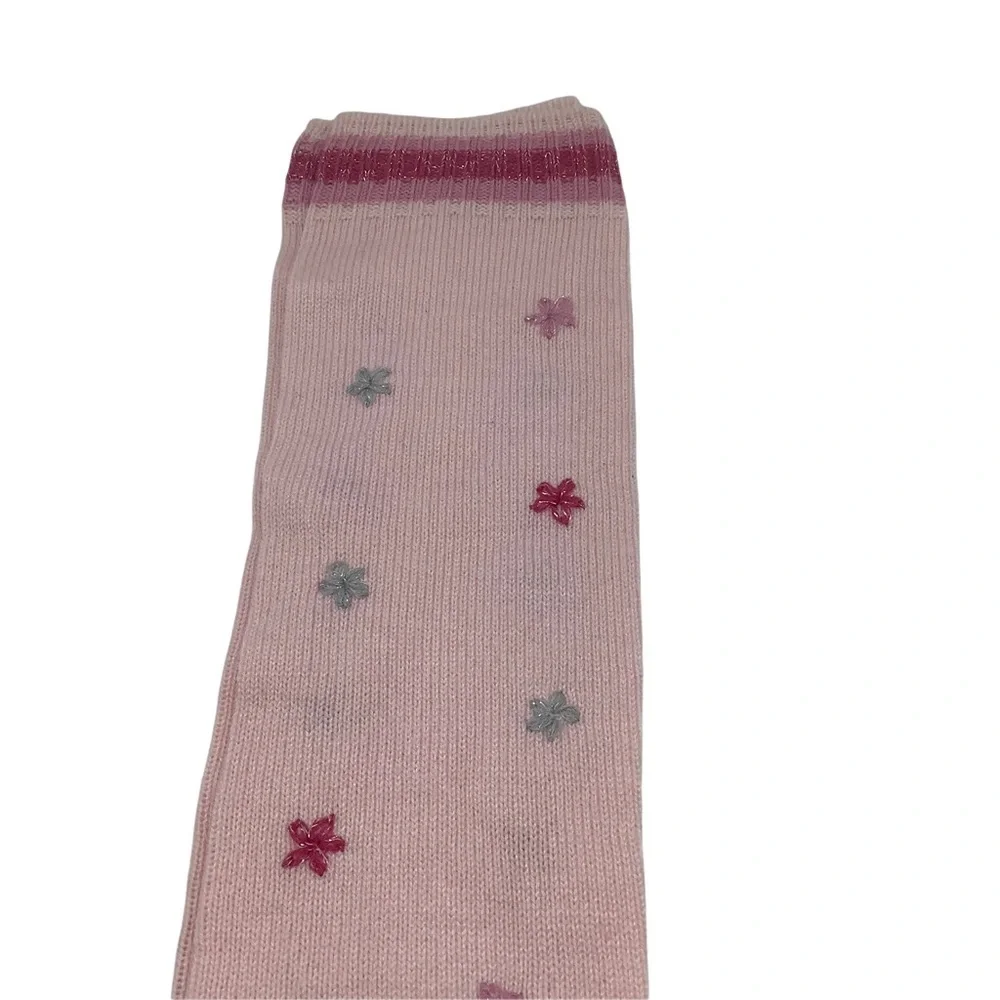 NWOT Girls Pink Knit Snowflake‎ Print Metallic Leg Warmers Size Big Girls 9-10